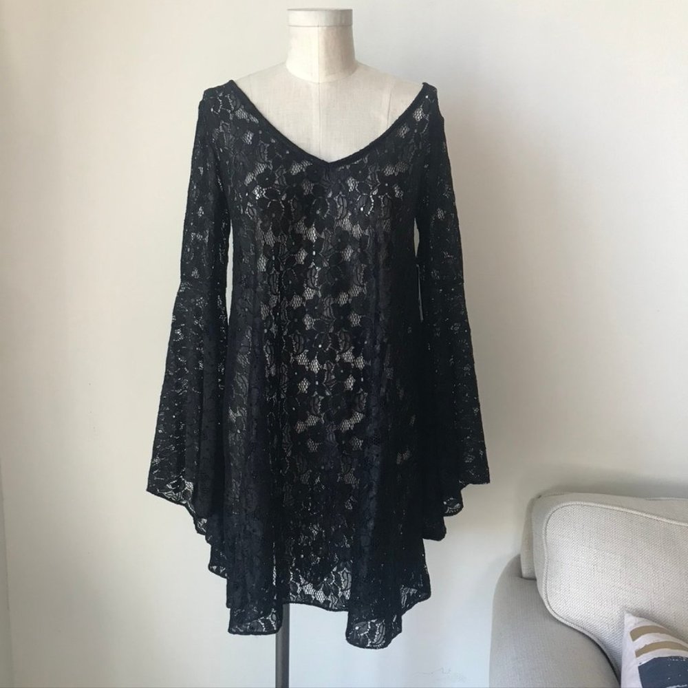 Gypsan Black Lace Long Sleeve Mini Dress